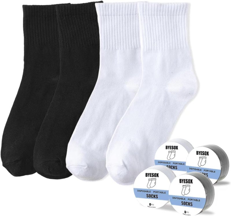 BYESOX 12 Pairs Disposable Socks for Travel, Single-use Compressed Socks Good for On-the-Go - Image 1